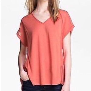 Rag & Bone Coral Sheer Mixed Media Tee size small